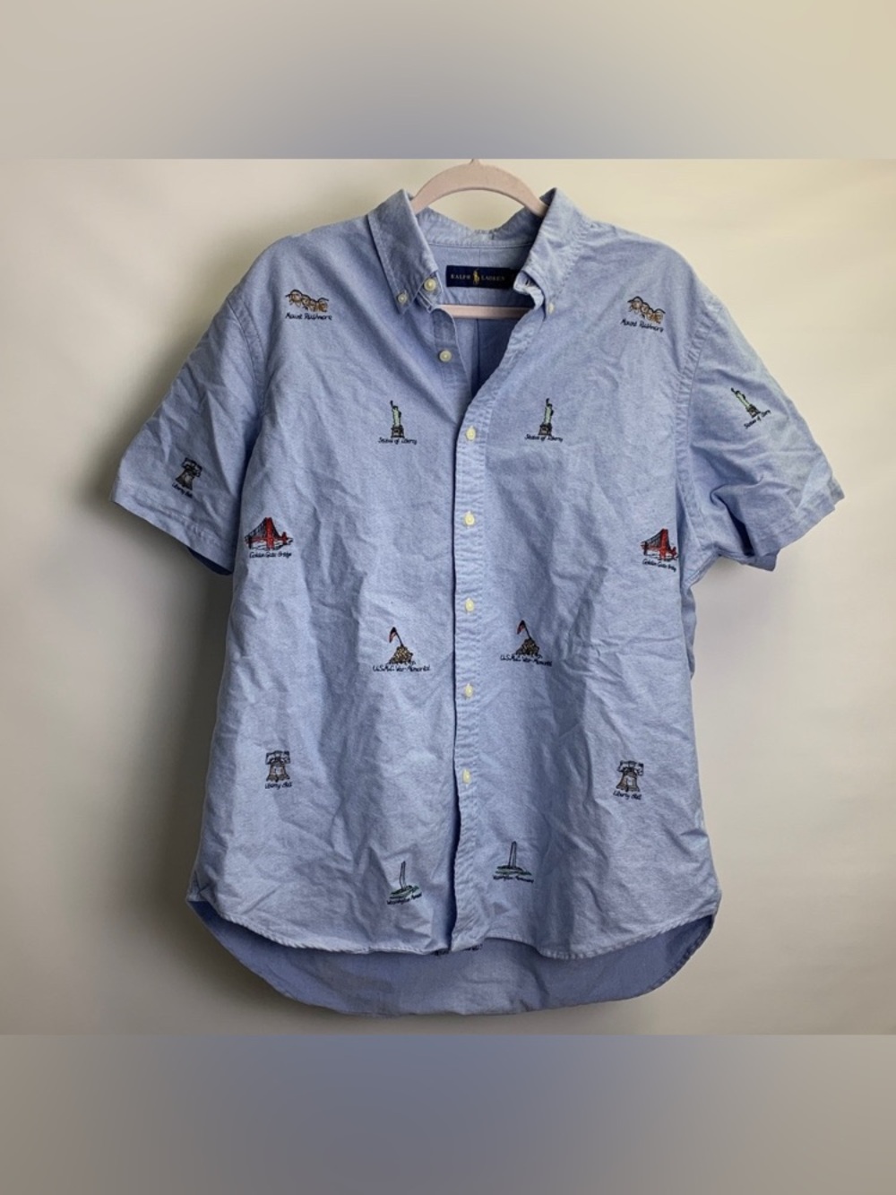 Polo Ralph Lauren USA Landmarks Short Sleeve Button Down Shirt Men’s Size XL
